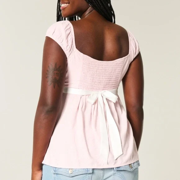Hollister Easy Satin Tie Babydoll Top - Picture 2 of 8
